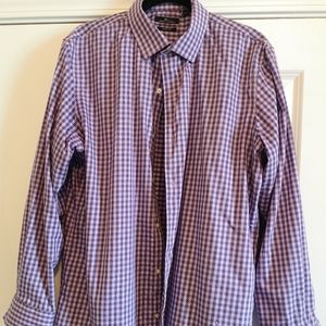 Marc Anthony Slim Fit Purple/Black Plaid Shirt